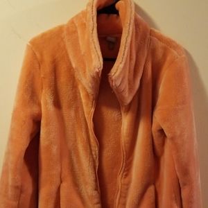 Orange fuzzy coat size L